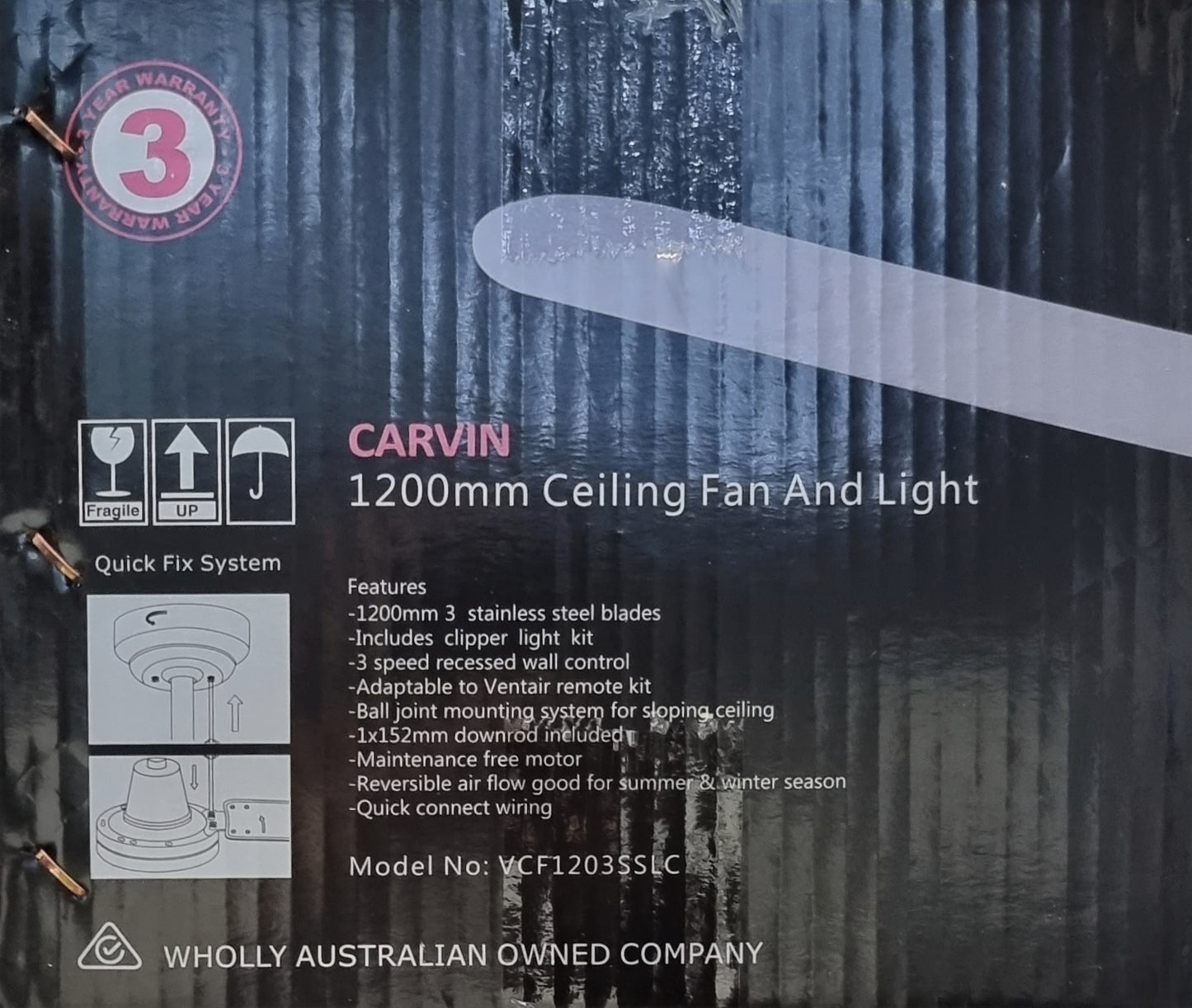 Ventair Carvin Ceiling Fan - LED Light